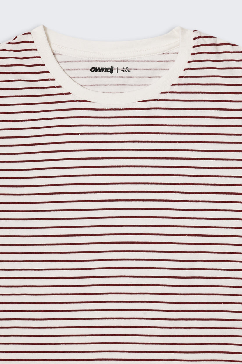 Tweens Girls Regular Fit White Striped T-Shirt - Image 6