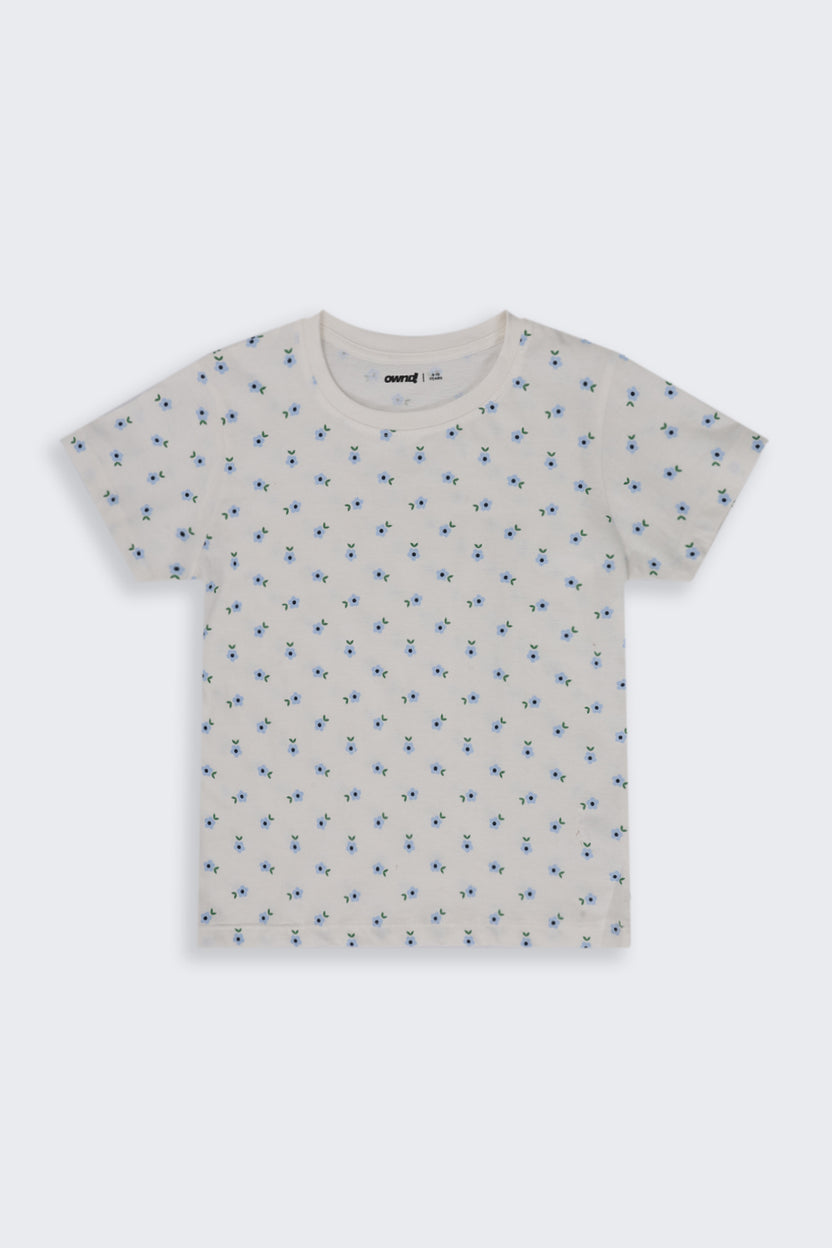 Tweens Girls Regular Fit White Floral T-Shirt - Image 2
