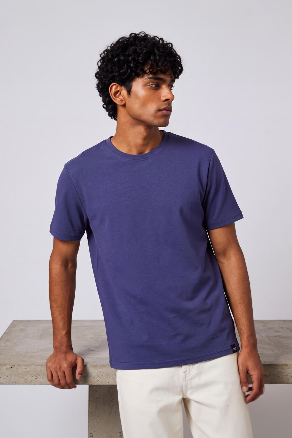 Mens Regular Fit Navy Solid T-Shirt - Image 1