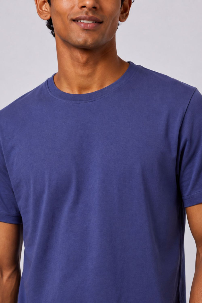 Mens Regular Fit Navy Solid T-Shirt - Image 3
