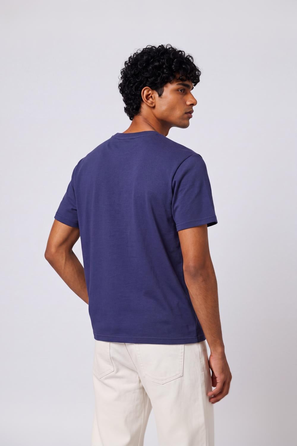 Mens Regular Fit Navy Solid T-Shirt - Image 5
