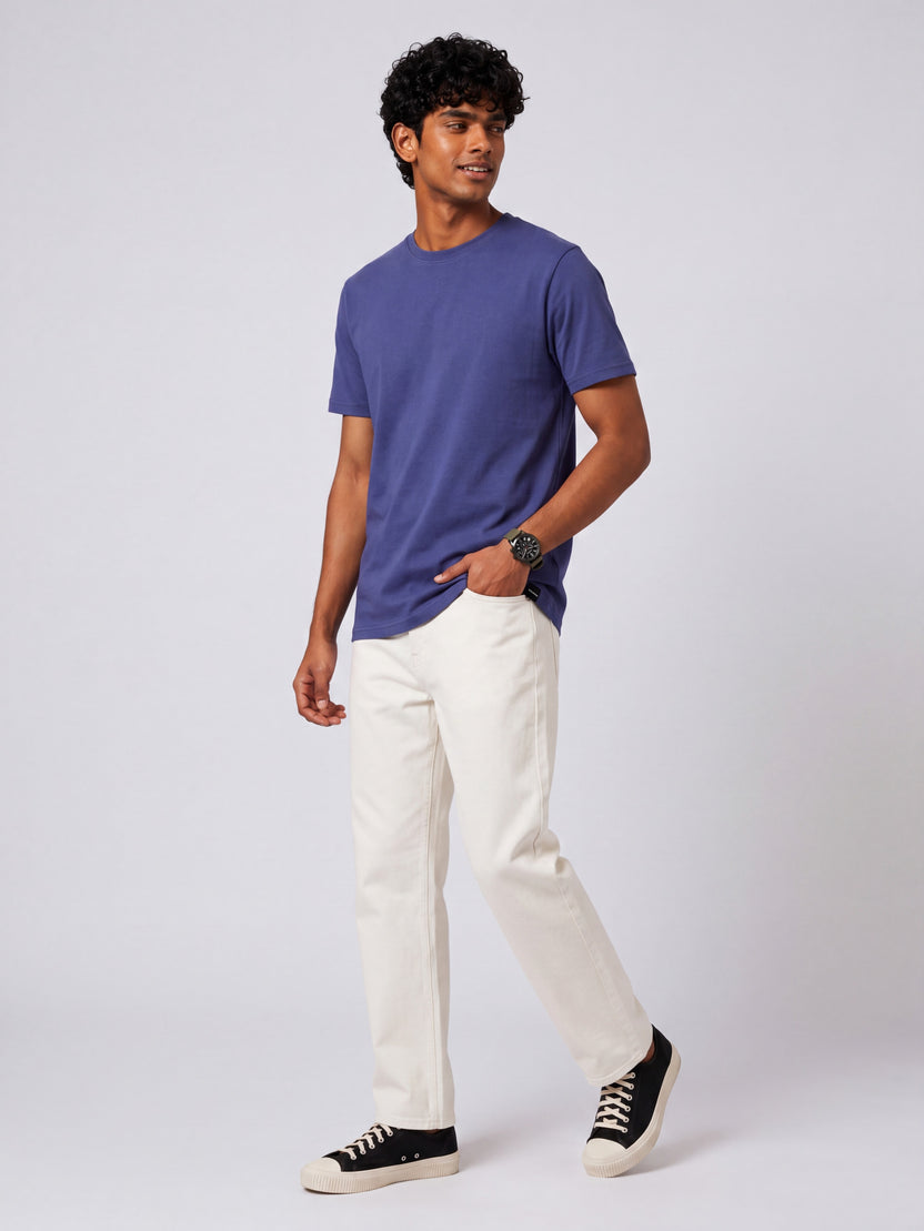 Mens Regular Fit Navy Solid T-Shirt - Image 6