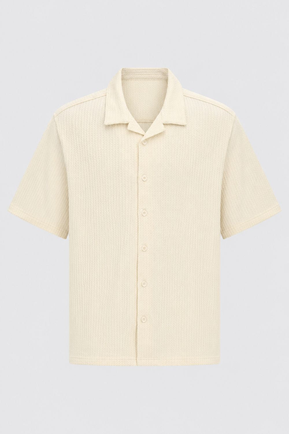 Mens Regular Fit Cream Self Design Casual Shirt - Image 7