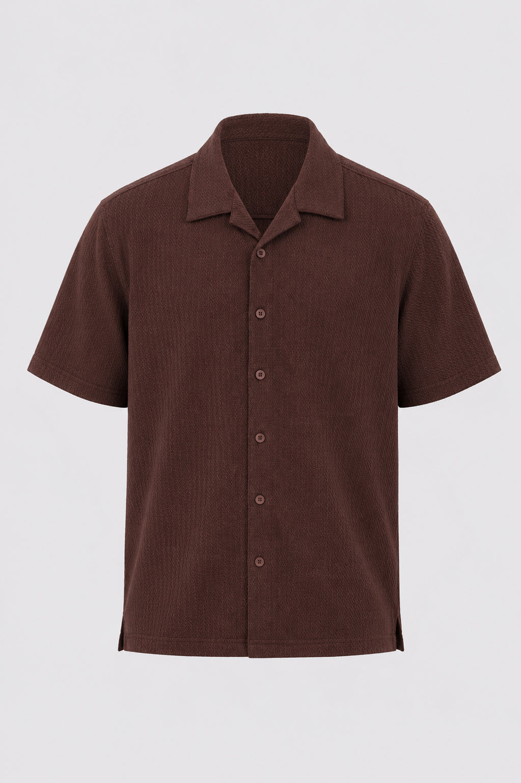 Mens Regular Fit Brown Textured Casual Shirt - Image 7