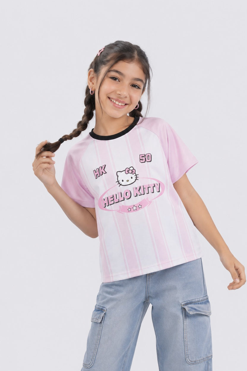 Tweens Girls Boxy Fit Pink Hello Kitty T-Shirt - Image 1