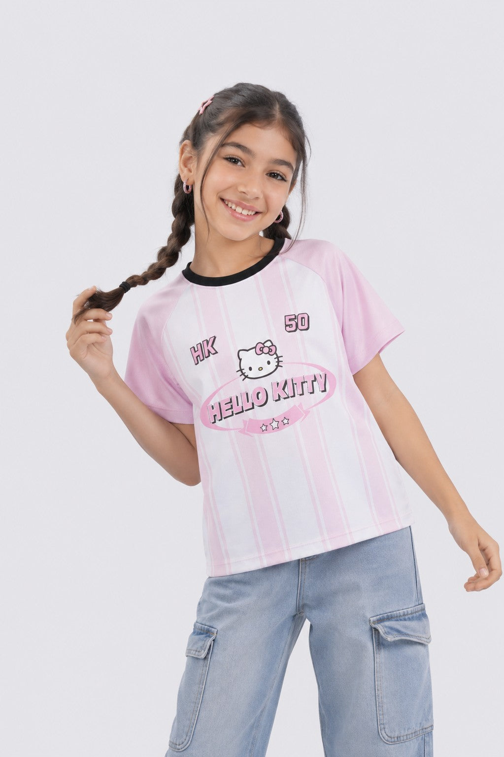 Tweens Girls Boxy Fit Pink Hello Kitty T-Shirt - Image 1