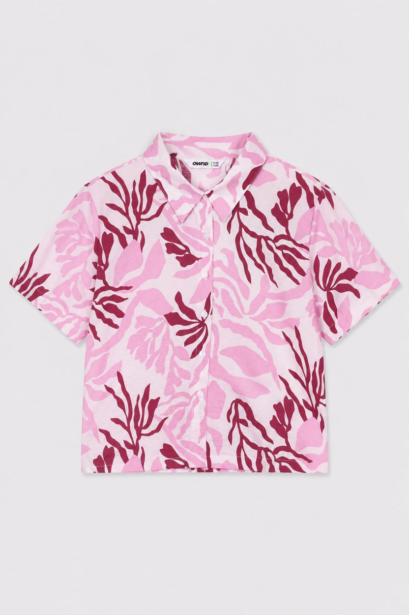 Tweens Girls Boxy Fit Pink Tropical Casual Shirt - Image 2