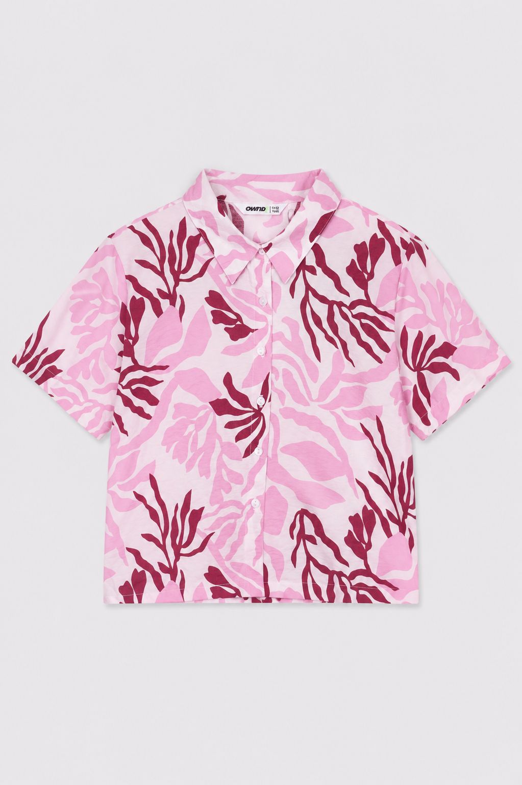 Tweens Girls Boxy Fit Pink Tropical Casual Shirt - Image 2
