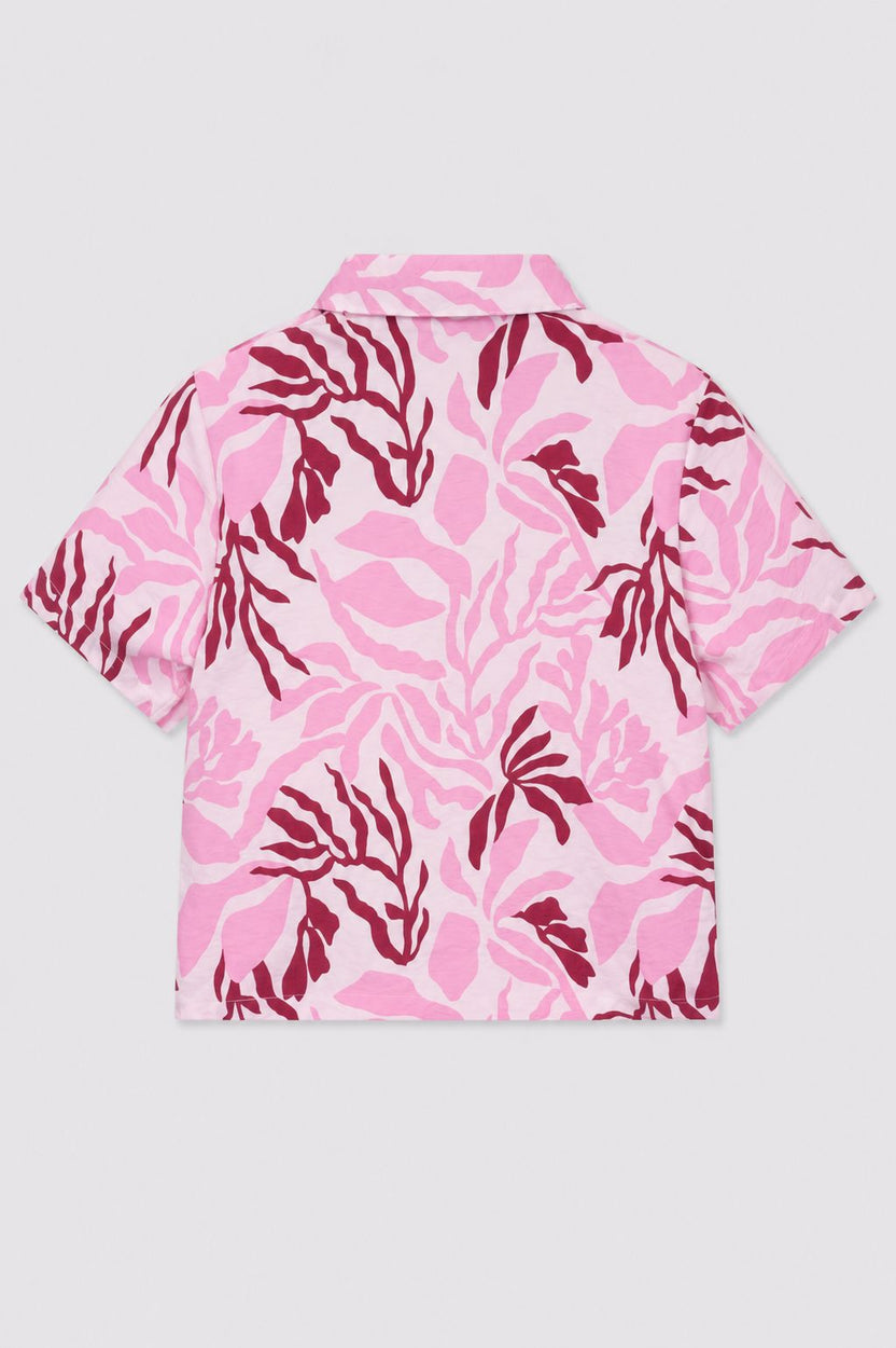 Tweens Girls Boxy Fit Pink Tropical Casual Shirt - Image 3