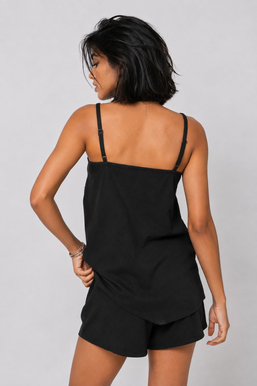 Womens Regular Fit Black Lace Camisole Top - Image 5
