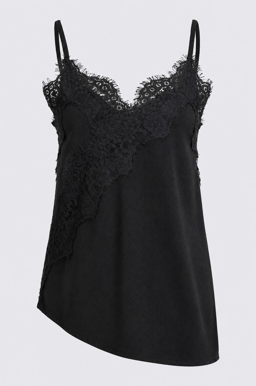 Womens Regular Fit Black Lace Camisole Top - Image 7