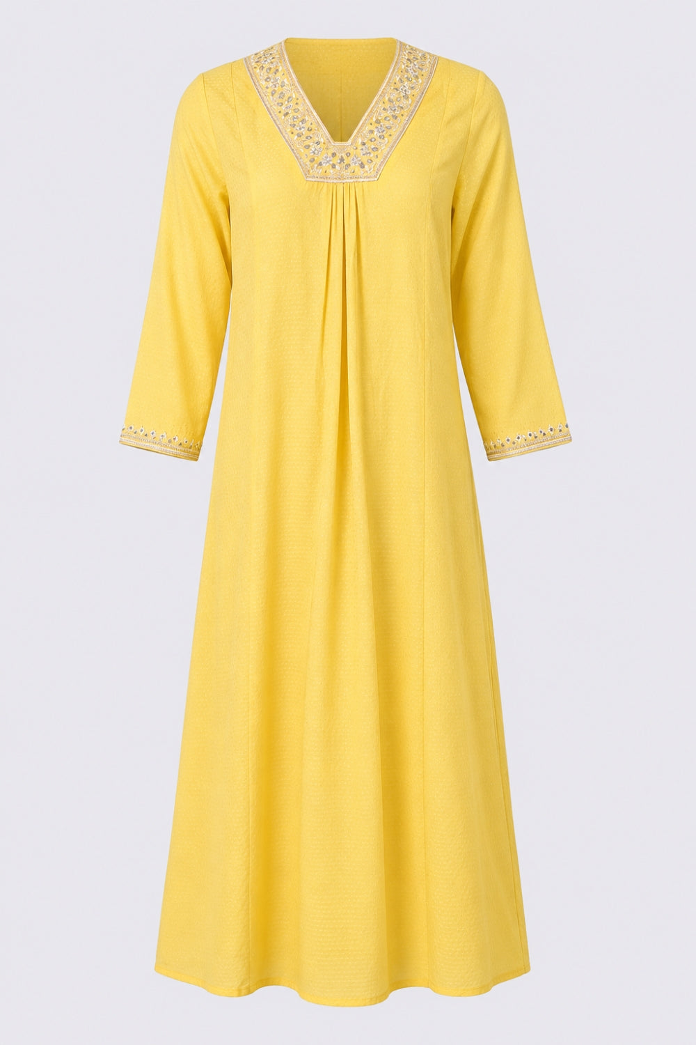 Womens Flared Embroidered Yellow Festive Wear Kurta - Image 7