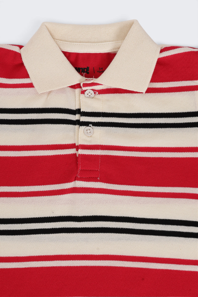 Boys Regular Fit Red Striped T-Shirt - Image 6