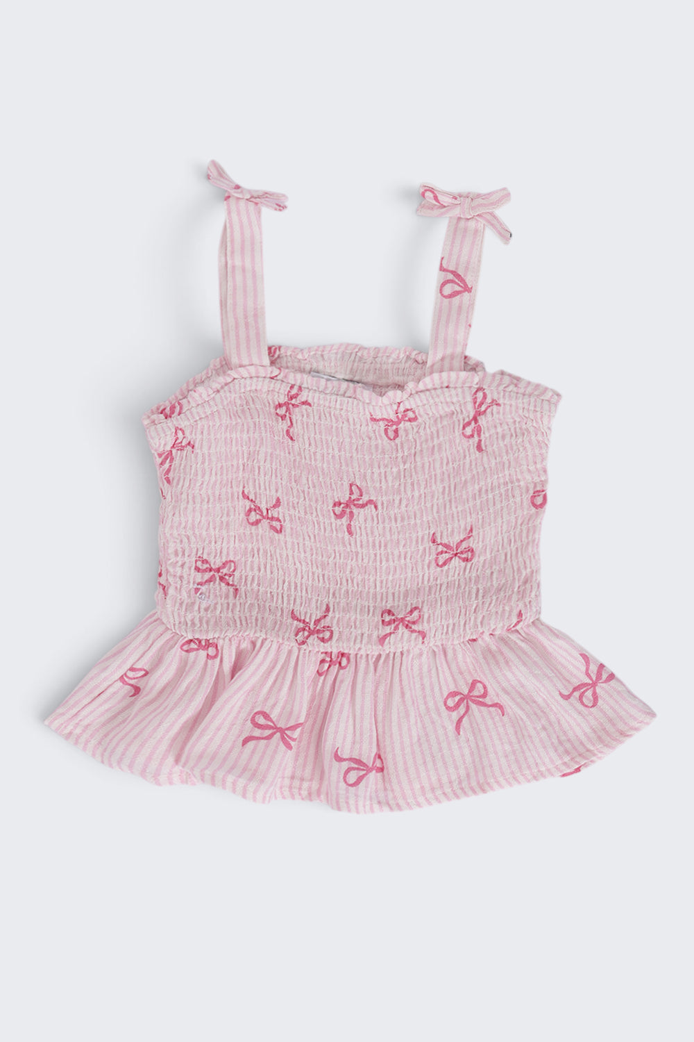 Girls Regular Fit Pink Bow Printed Co-ord Set - Image 2