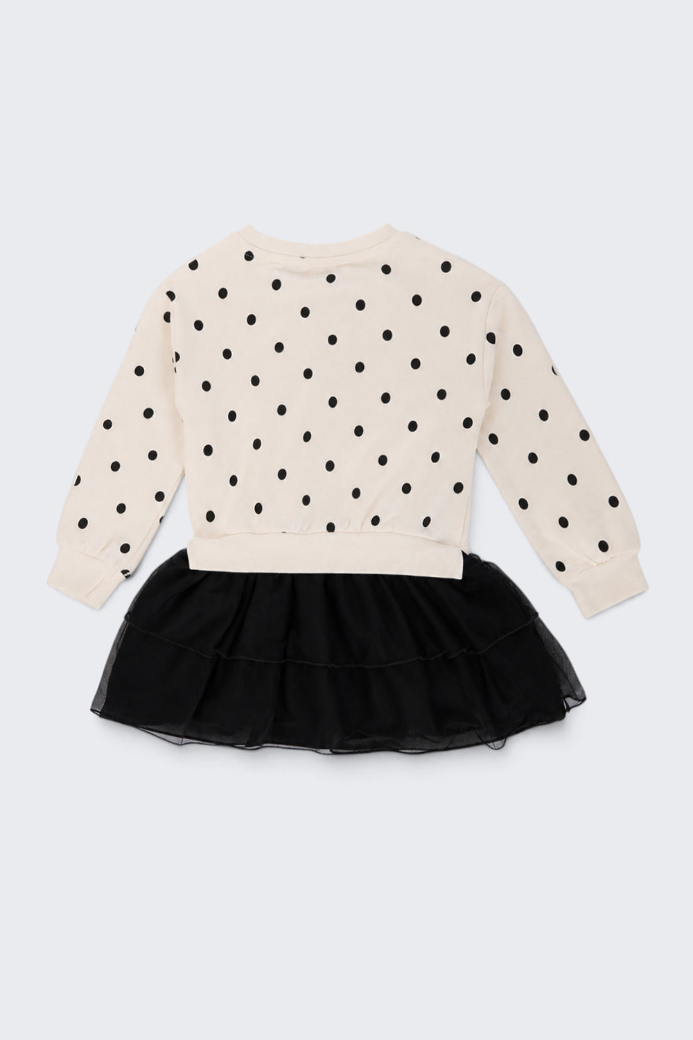 Girls Black Polka Dot Flared Tulle Dress - Image 4