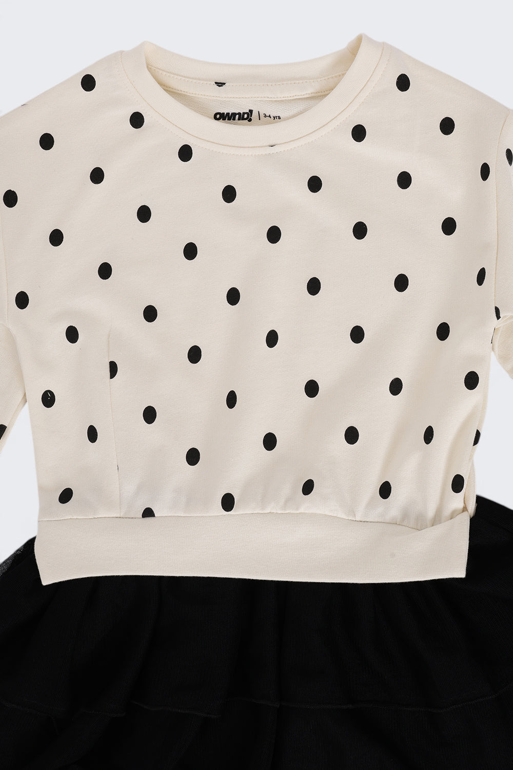 Girls Black Polka Dot Flared Tulle Dress - Image 6