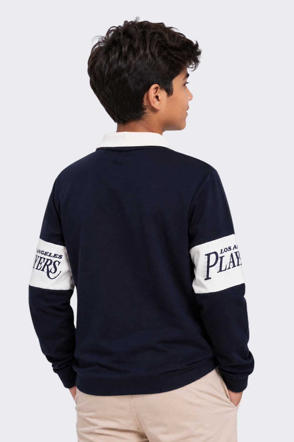 Tweens Boys Navy Logo Polo Collar Sweatshirt - Image 3