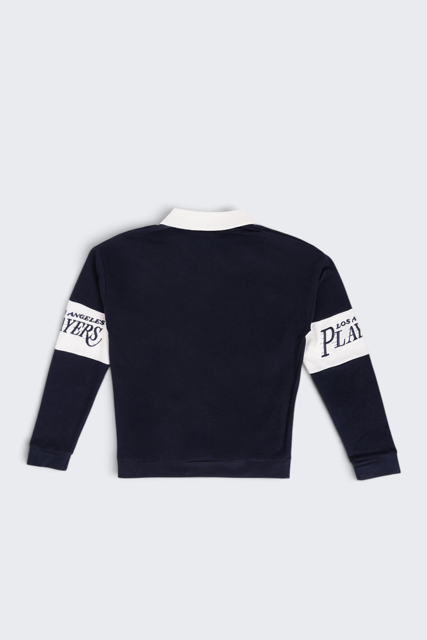 Tweens Boys Navy Logo Polo Collar Sweatshirt - Image 4