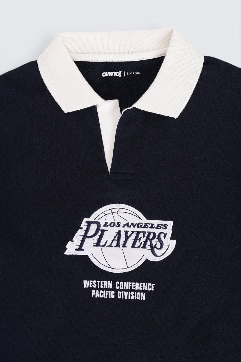 Tweens Boys Navy Logo Polo Collar Sweatshirt - Image 6