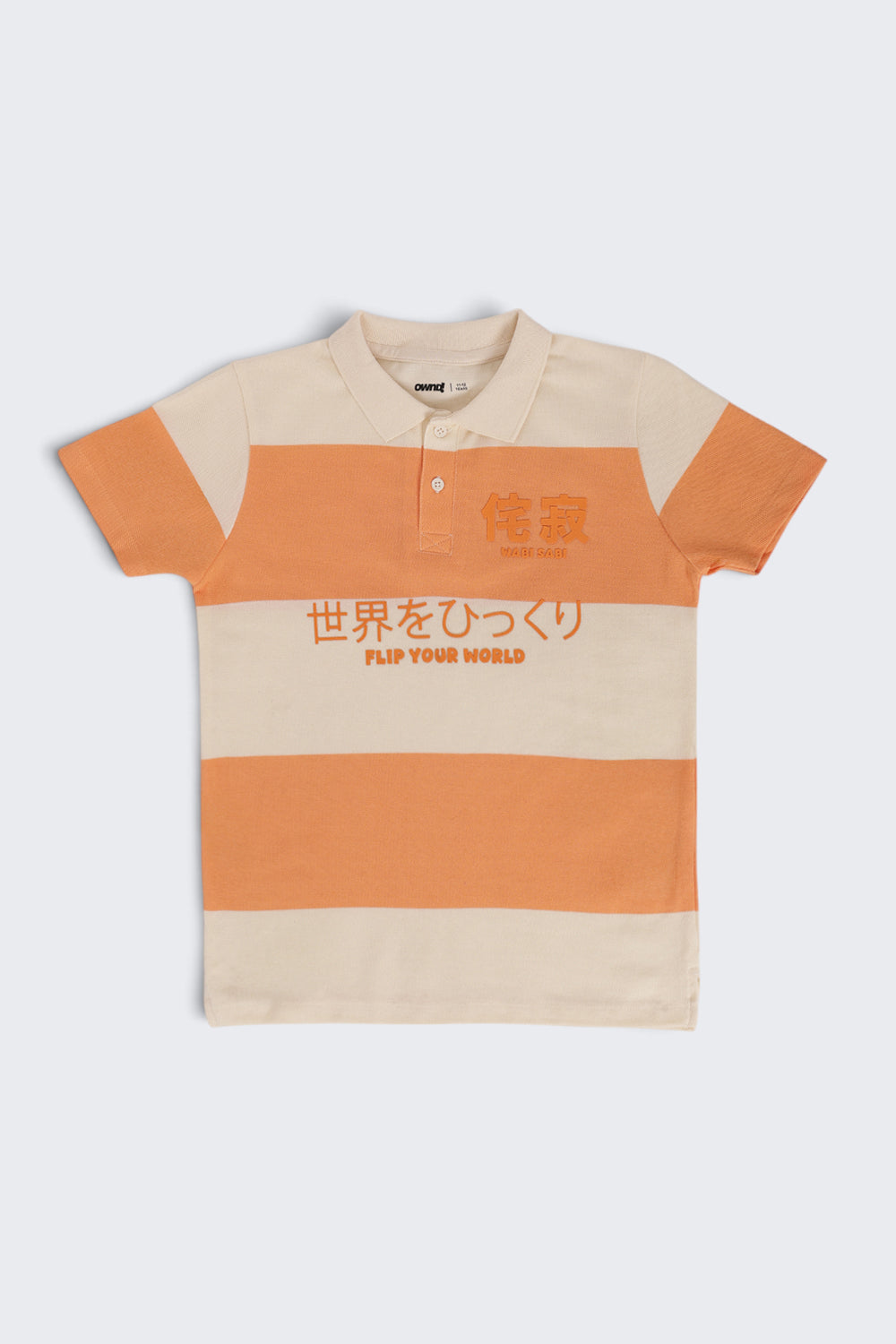 Tweens Boys Regular Fit Orange Striped T-Shirt - Image 2