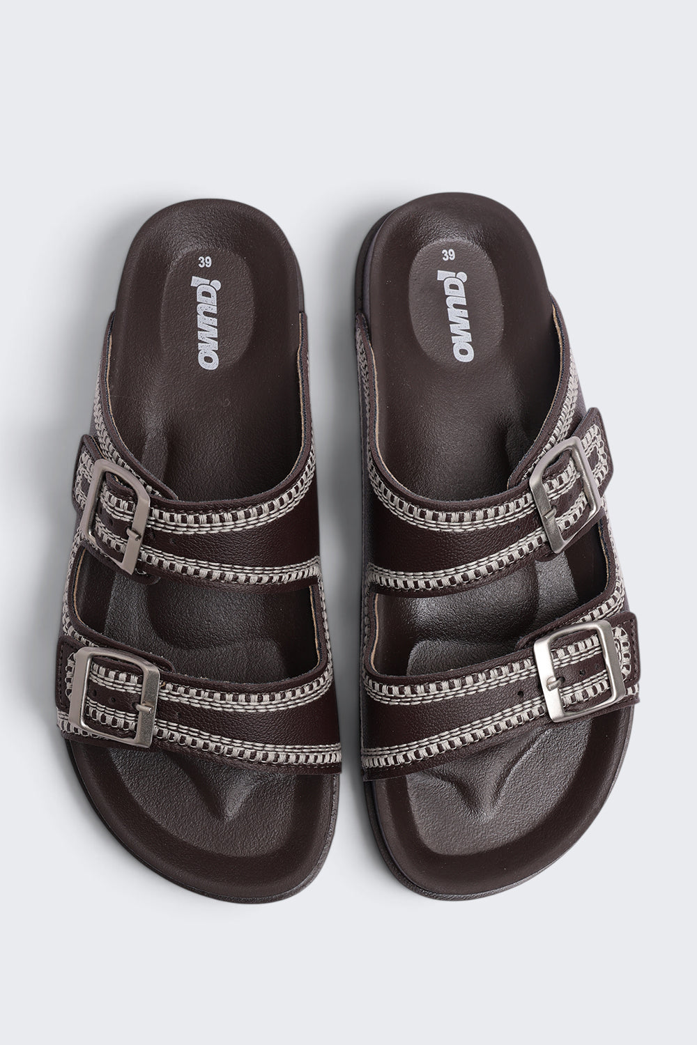 Womens Brown Double Buckle Comfort Sandal - Image 4