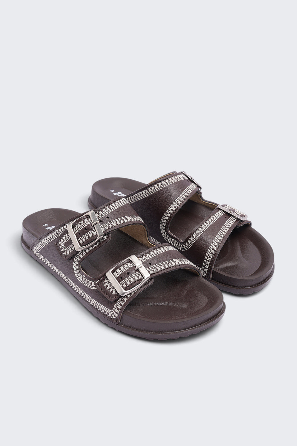 Womens Brown Double Buckle Comfort Sandal - Image 6