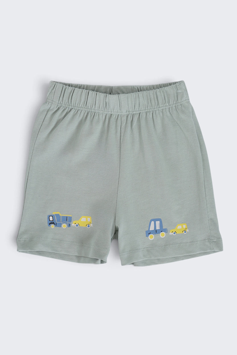 Infant Boys Regular Fit Green Dino Graphic Shorts - Pack of 2 - Image 2