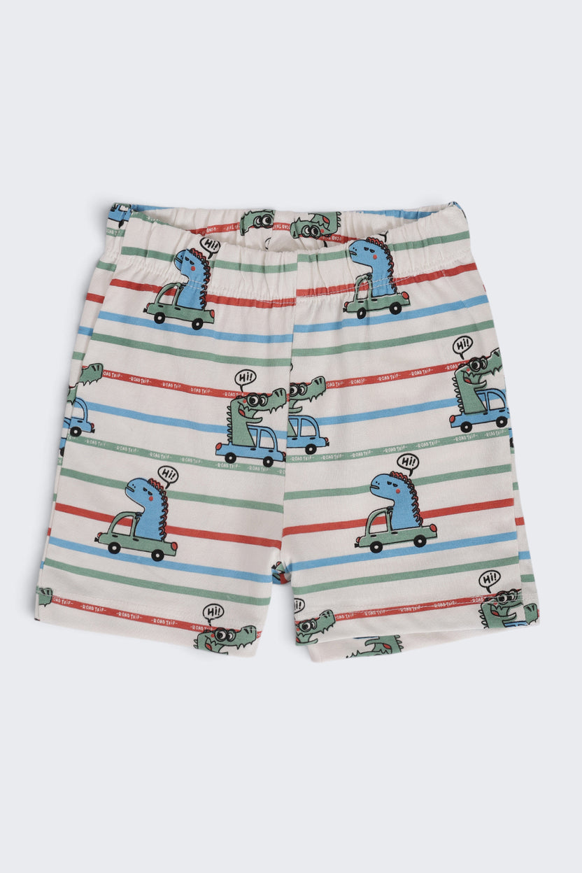 Infant Boys Regular Fit Green Dino Graphic Shorts - Pack of 2 - Image 6