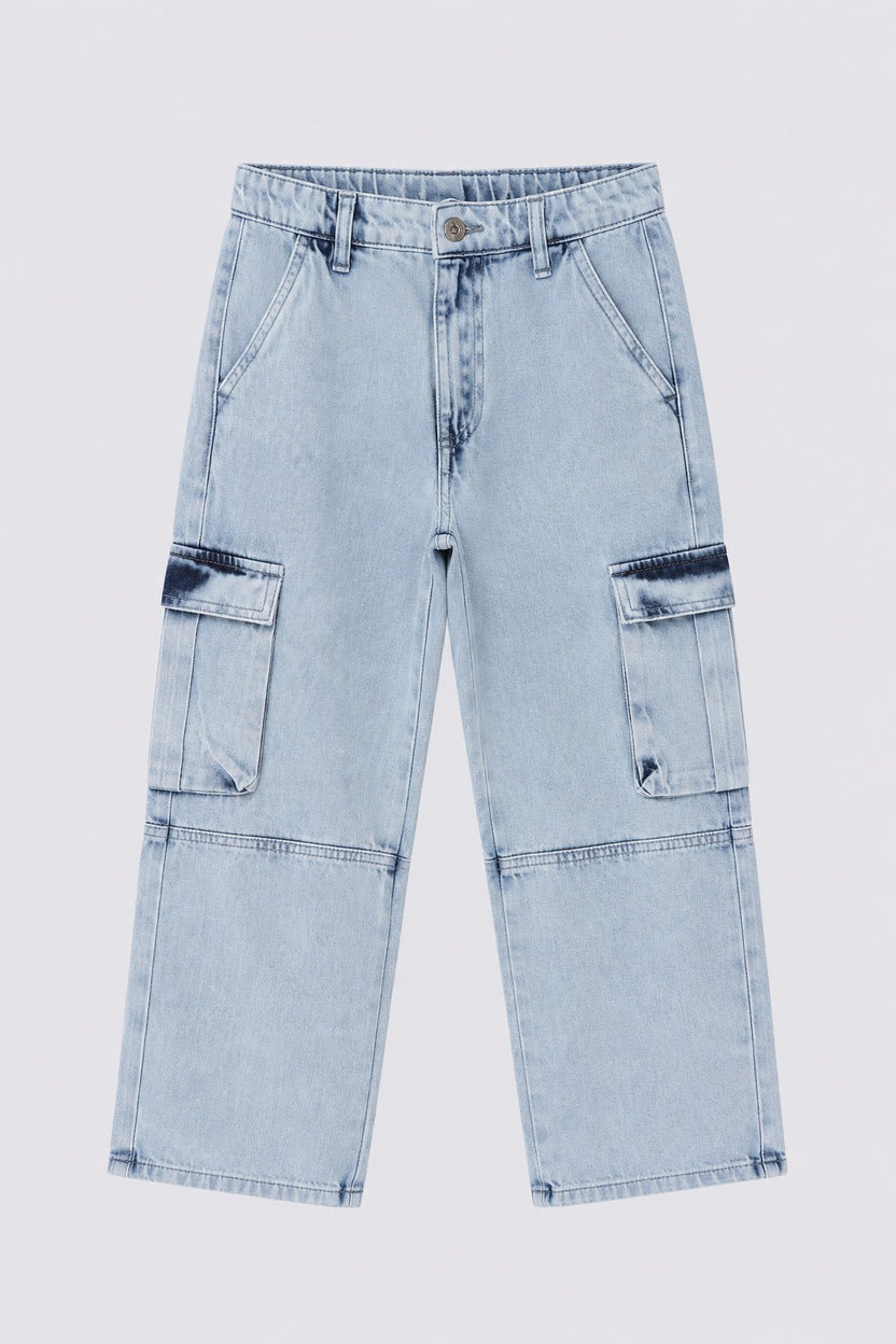 Tweens Boys Light Blue Cargo Jeans - Image 2