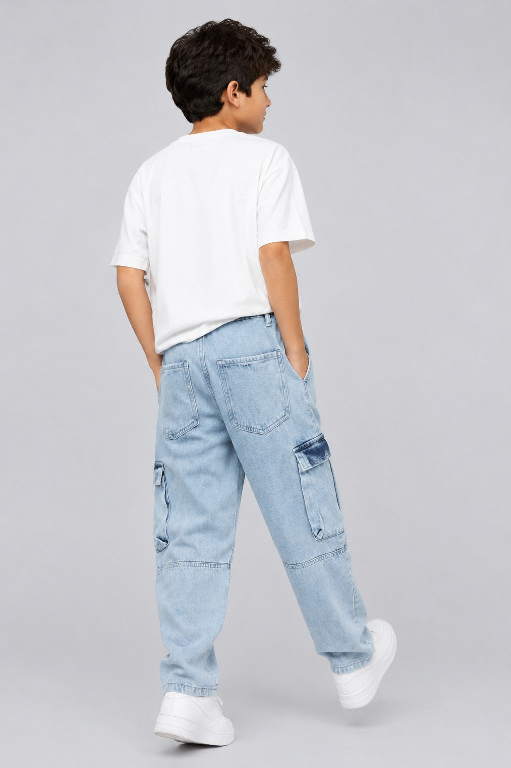 Tweens Boys Light Blue Cargo Jeans - Image 4