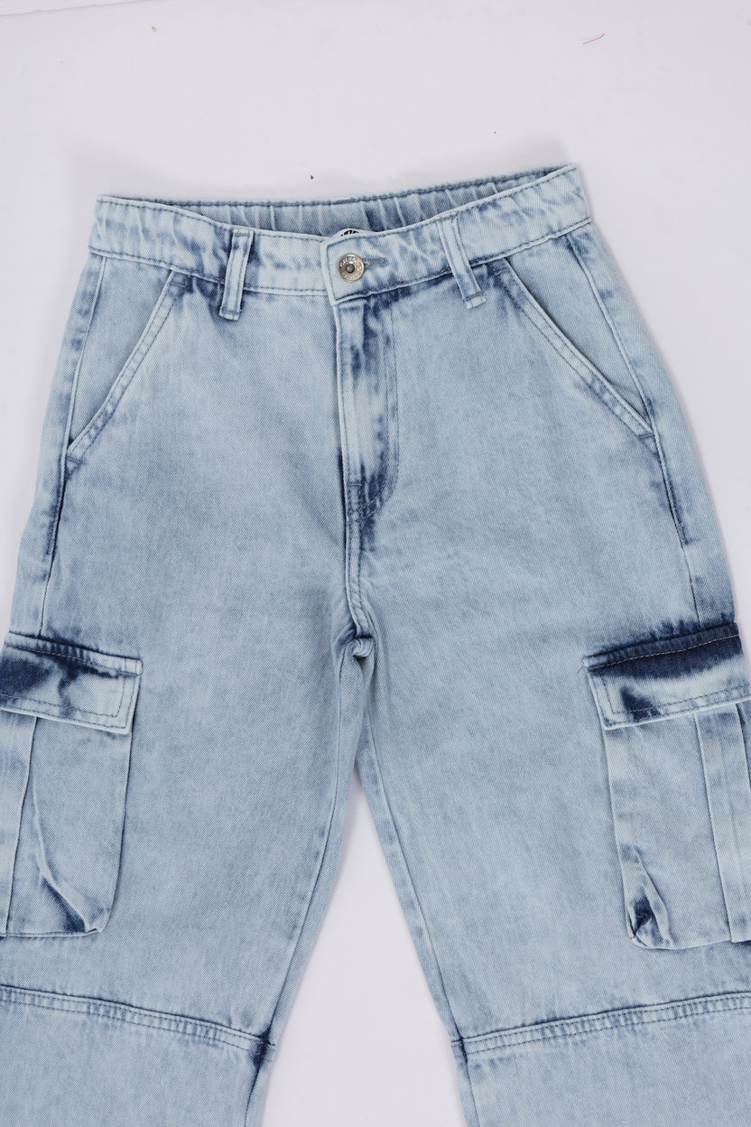 Tweens Boys Light Blue Cargo Jeans - Image 5