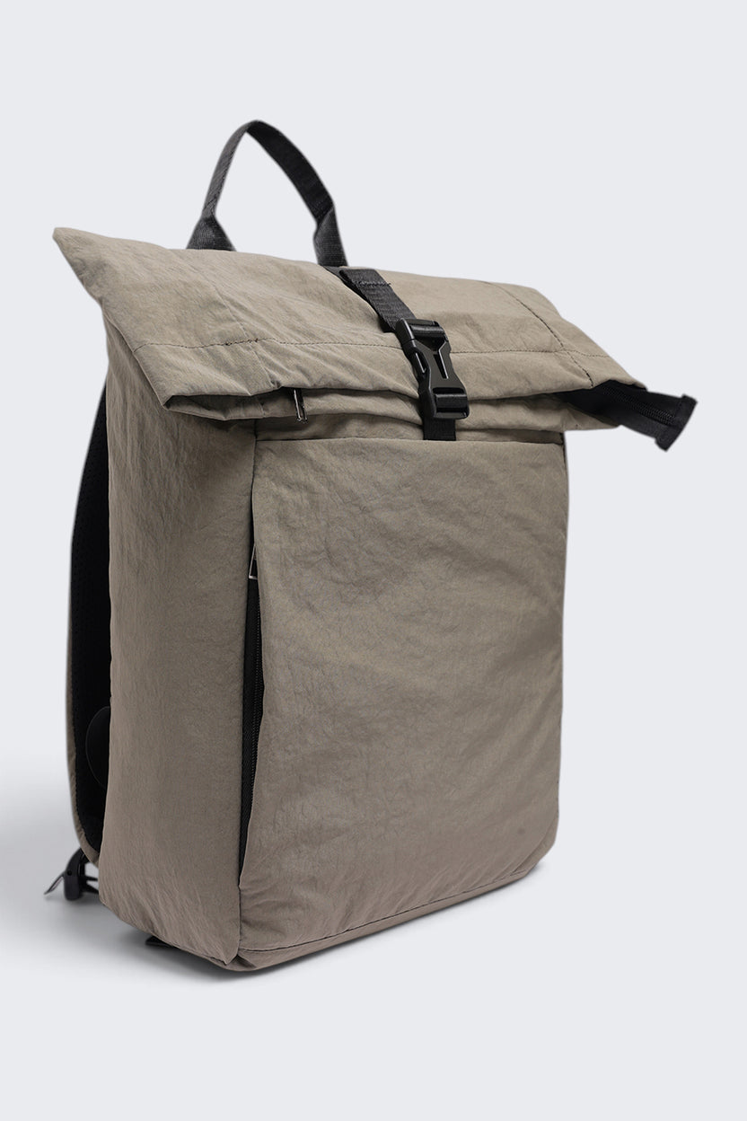 Women Olive Roll Top Casual Backpack - Image 3