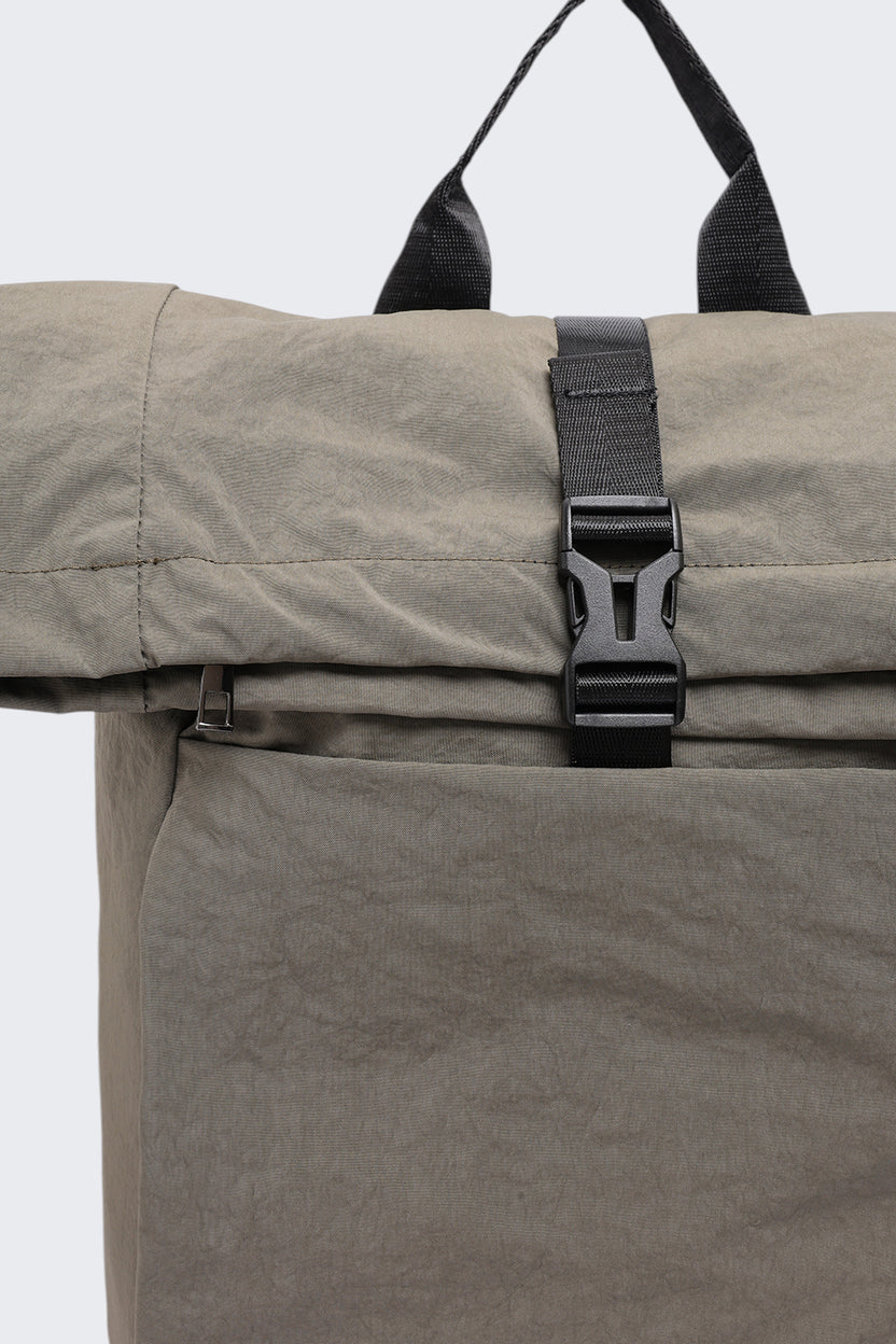 Women Olive Roll Top Casual Backpack - Image 4