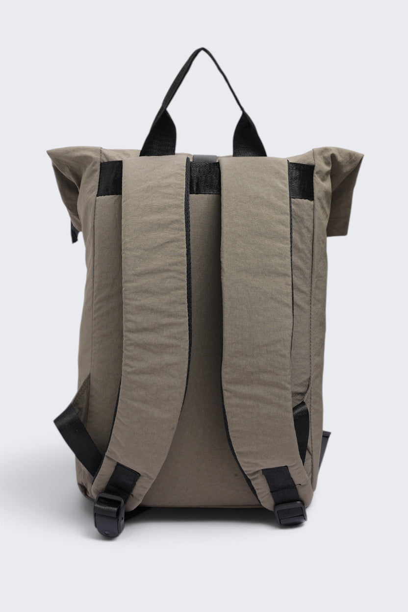 Women Olive Roll Top Casual Backpack - Image 6