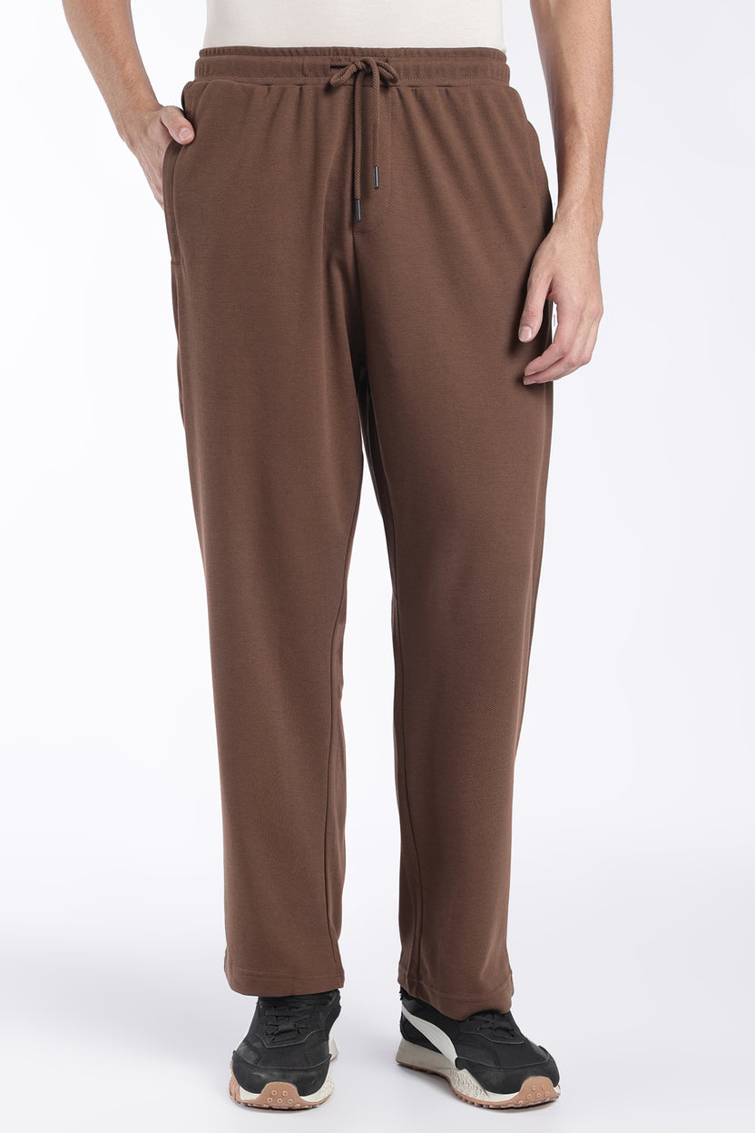 Mens Regular Fit Brown Solid Track Pant - Image 2