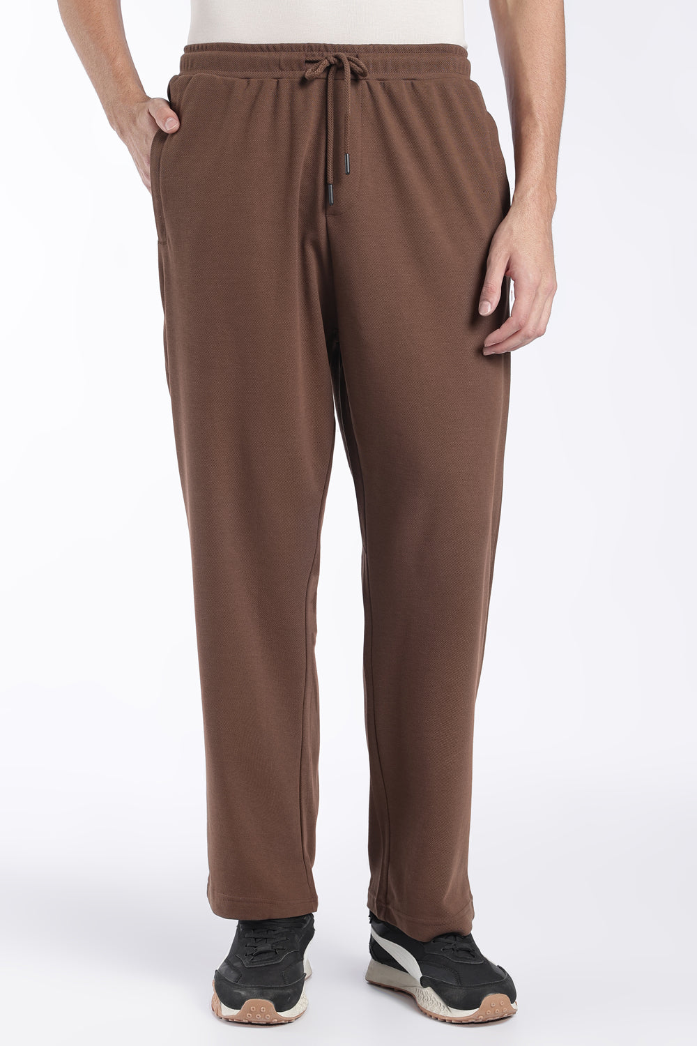 Mens Regular Fit Brown Solid Track Pant - Image 2