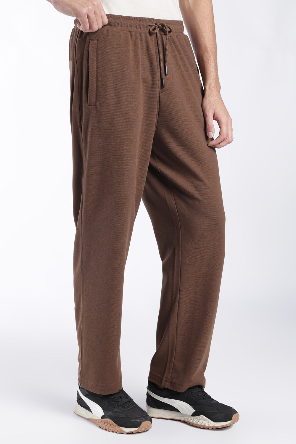 Mens Regular Fit Brown Solid Track Pant - Image 4