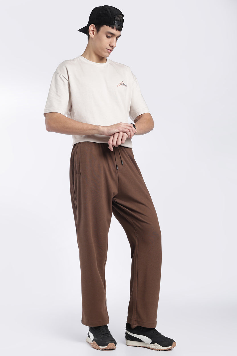 Mens Regular Fit Brown Solid Track Pant - Image 6