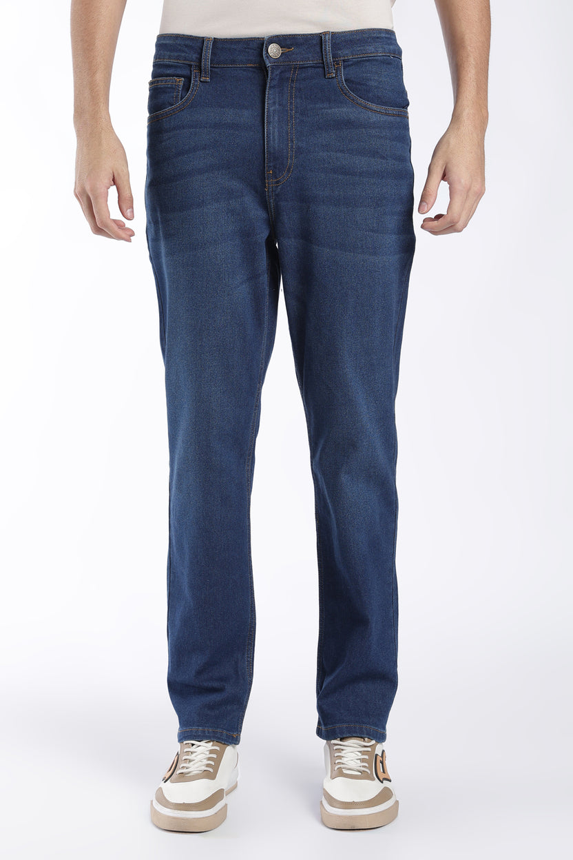 Mens Straight Fit Navy Solid Jeans - Image 2