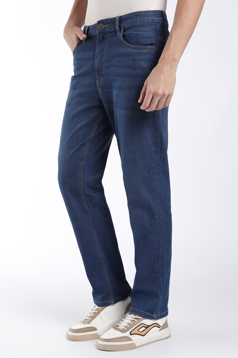 Mens Straight Fit Navy Solid Jeans - Image 4