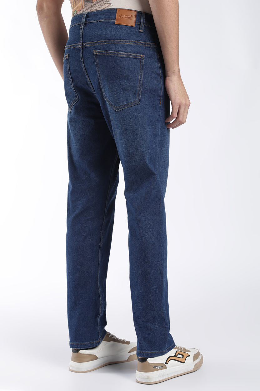 Mens Straight Fit Navy Solid Jeans - Image 5