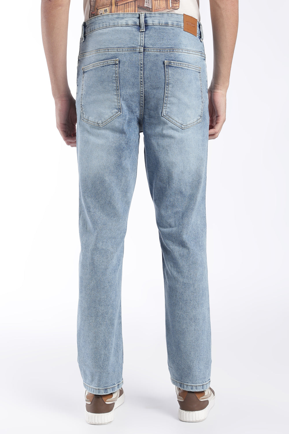 Mens Straight Fit Light Blue Solid Jeans - Image 5