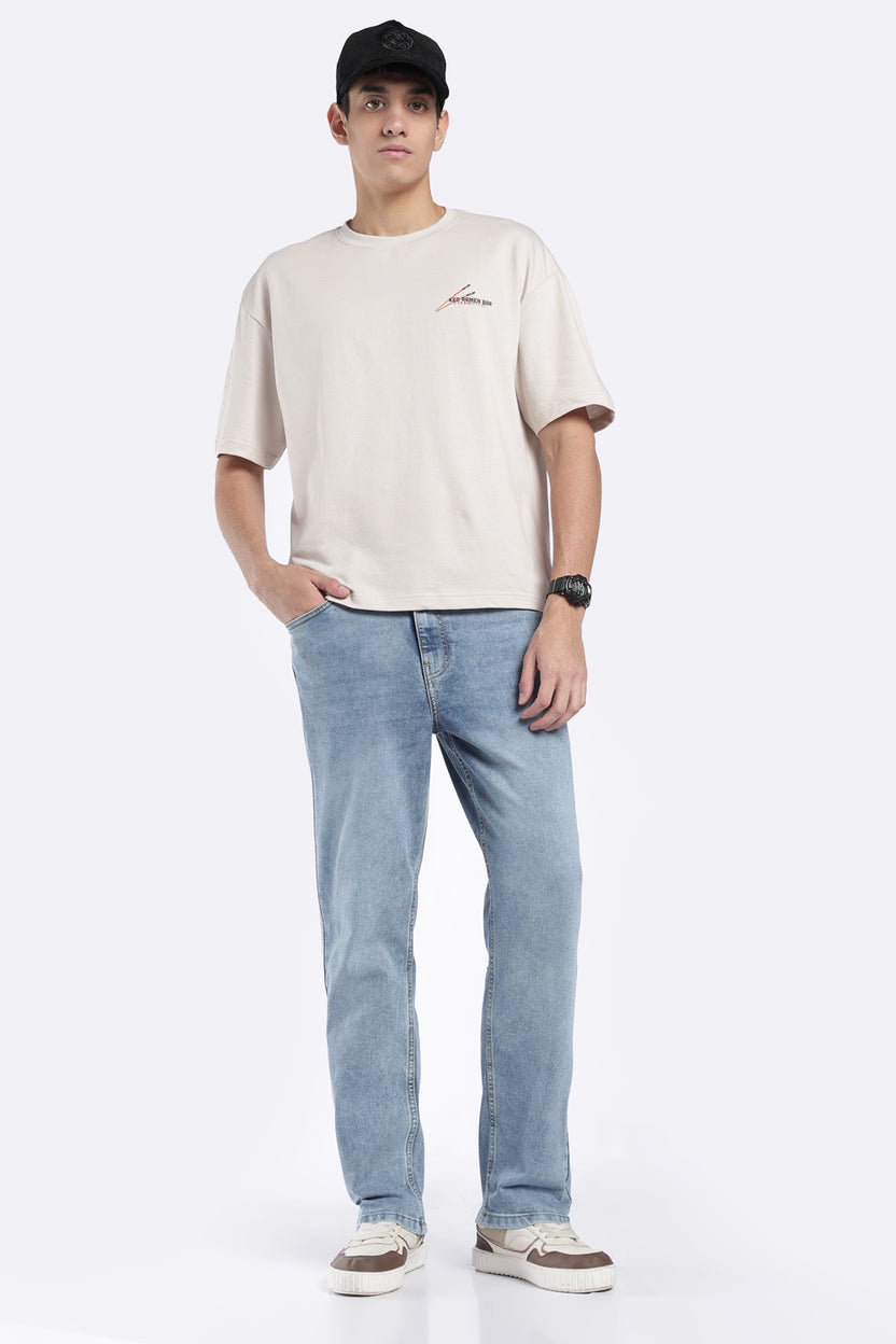 Mens Straight Fit Light Blue Solid Jeans - Image 6