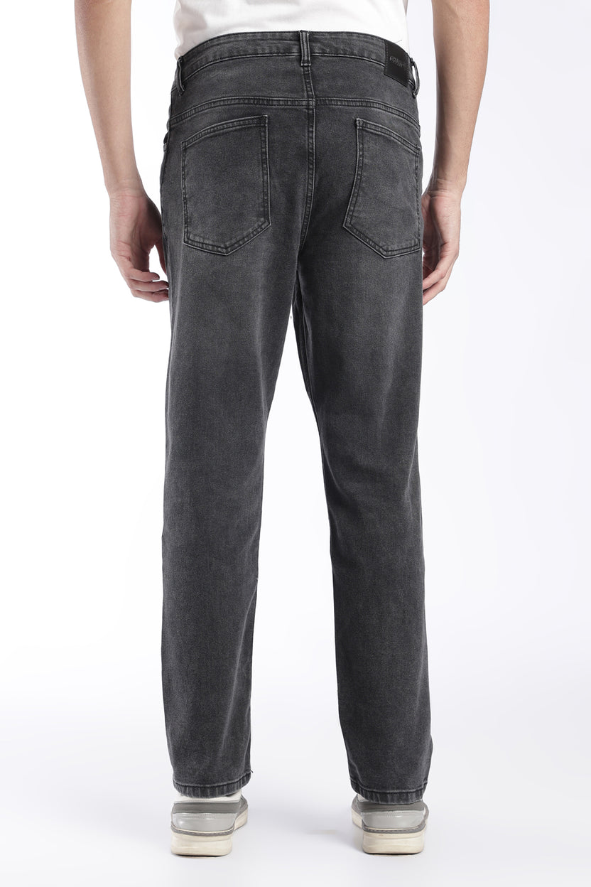 Mens Straight Fit Charcoal Solid Jeans - Image 5