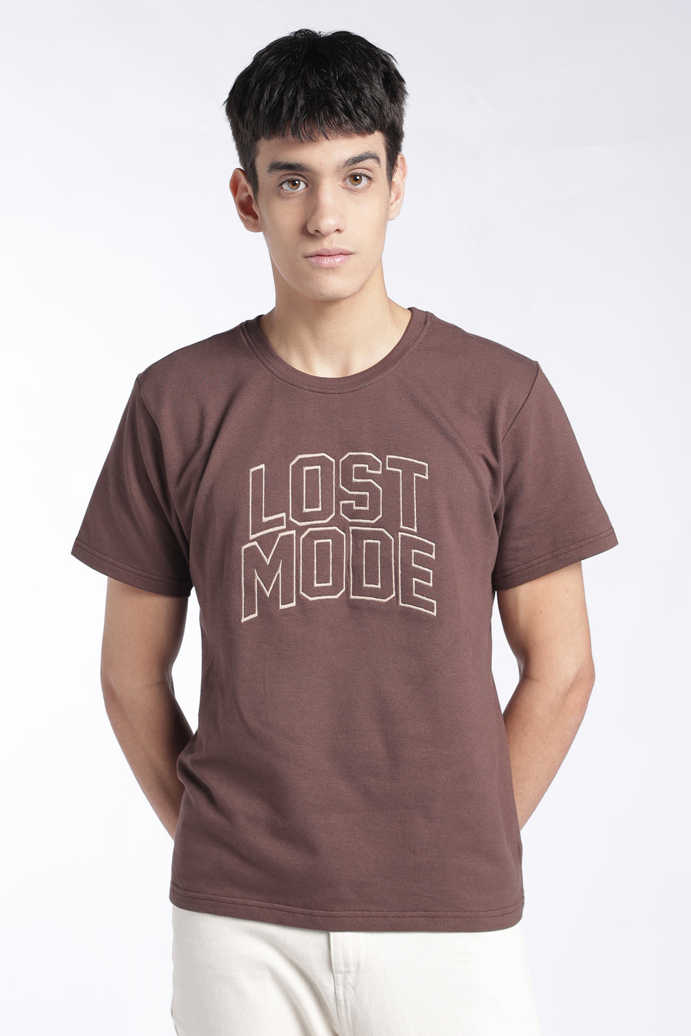 Mens Brown Typography Printed T-Shirt - Image 2