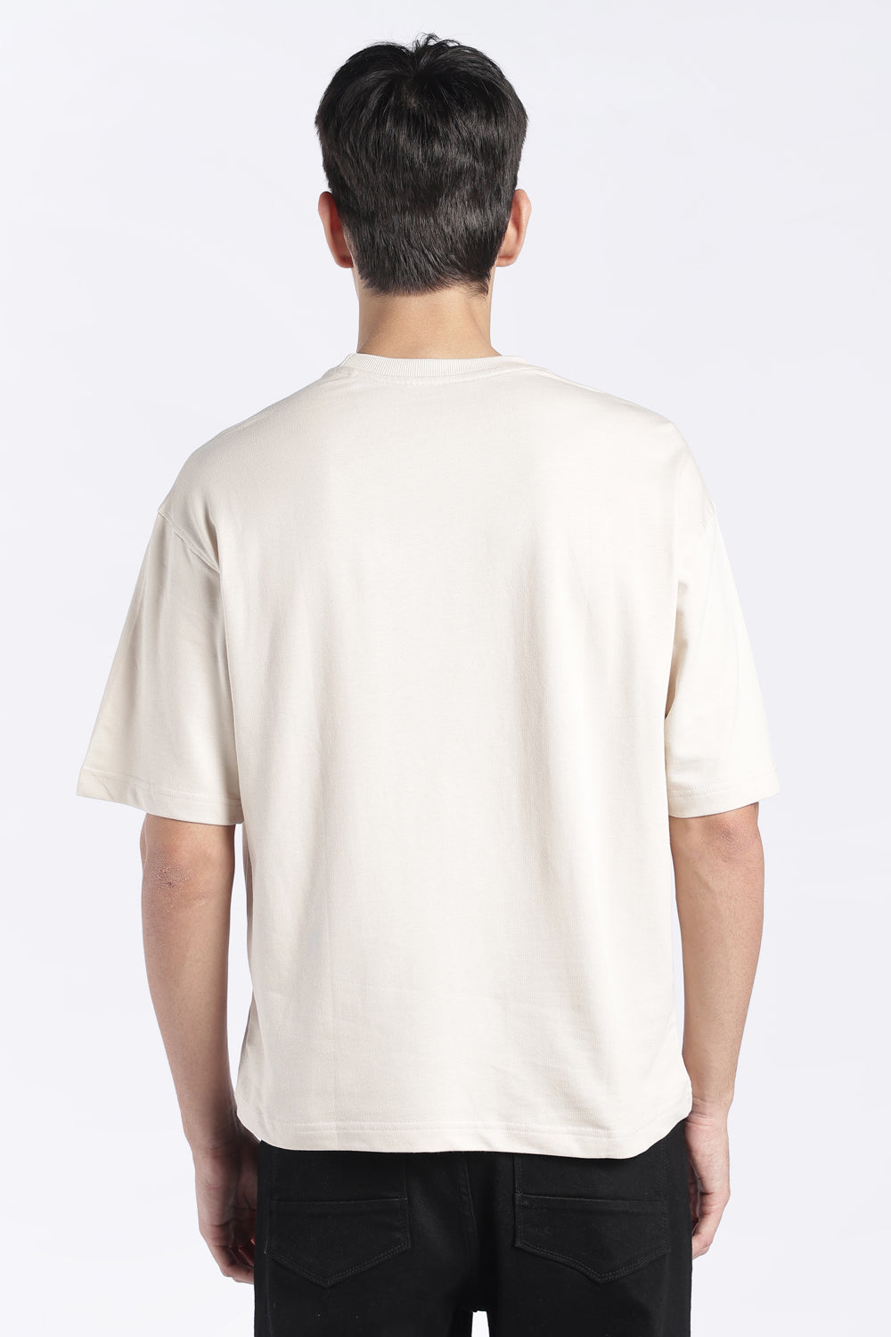 Mens Regular Fit Off White Embroidered T-Shirt - Image 5