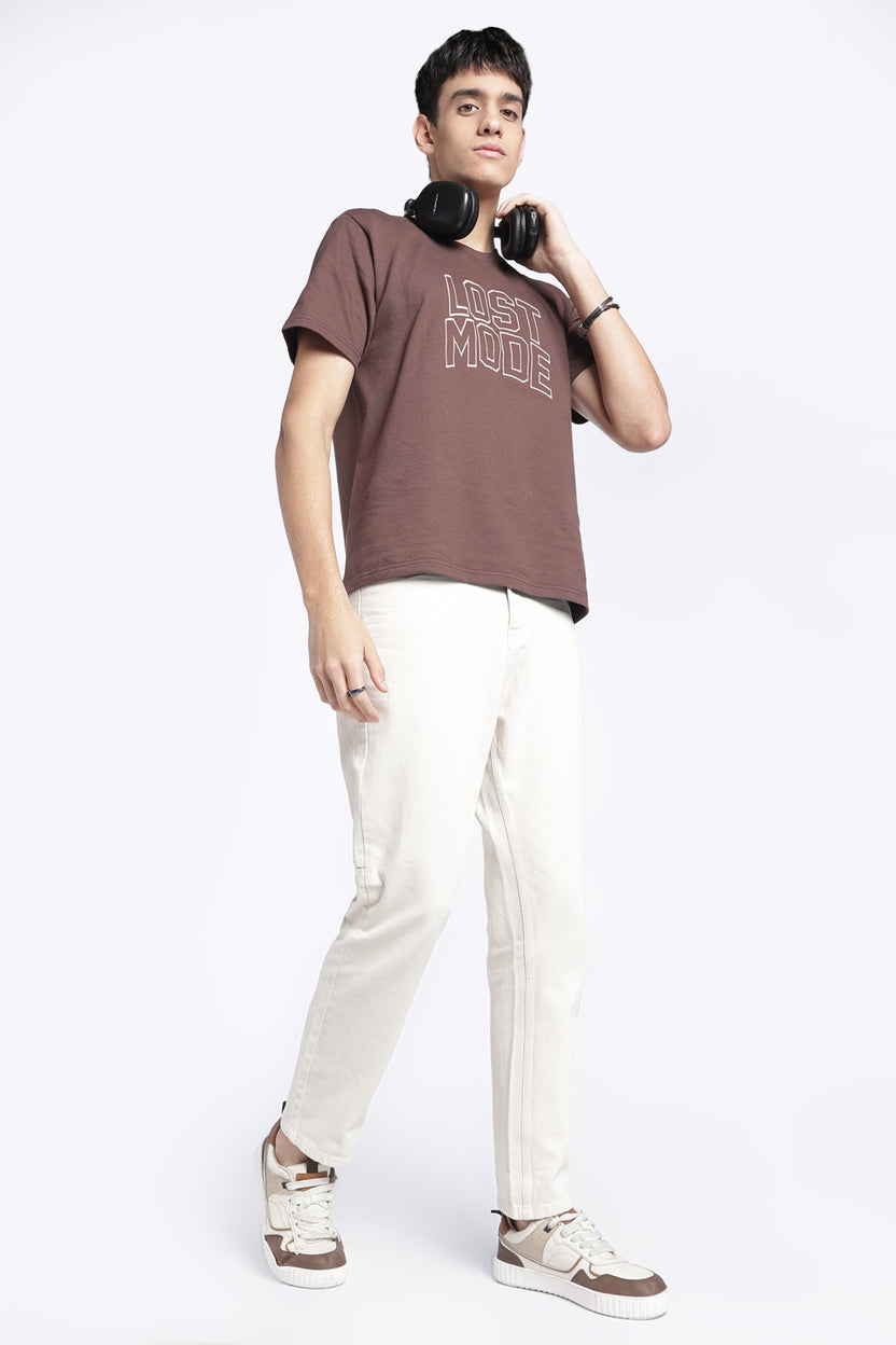 Mens Straight Fit Off White Solid Jeans - Image 6