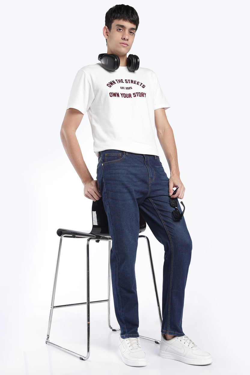 Mens Slim Fit Navy Solid Jeans - Image 6