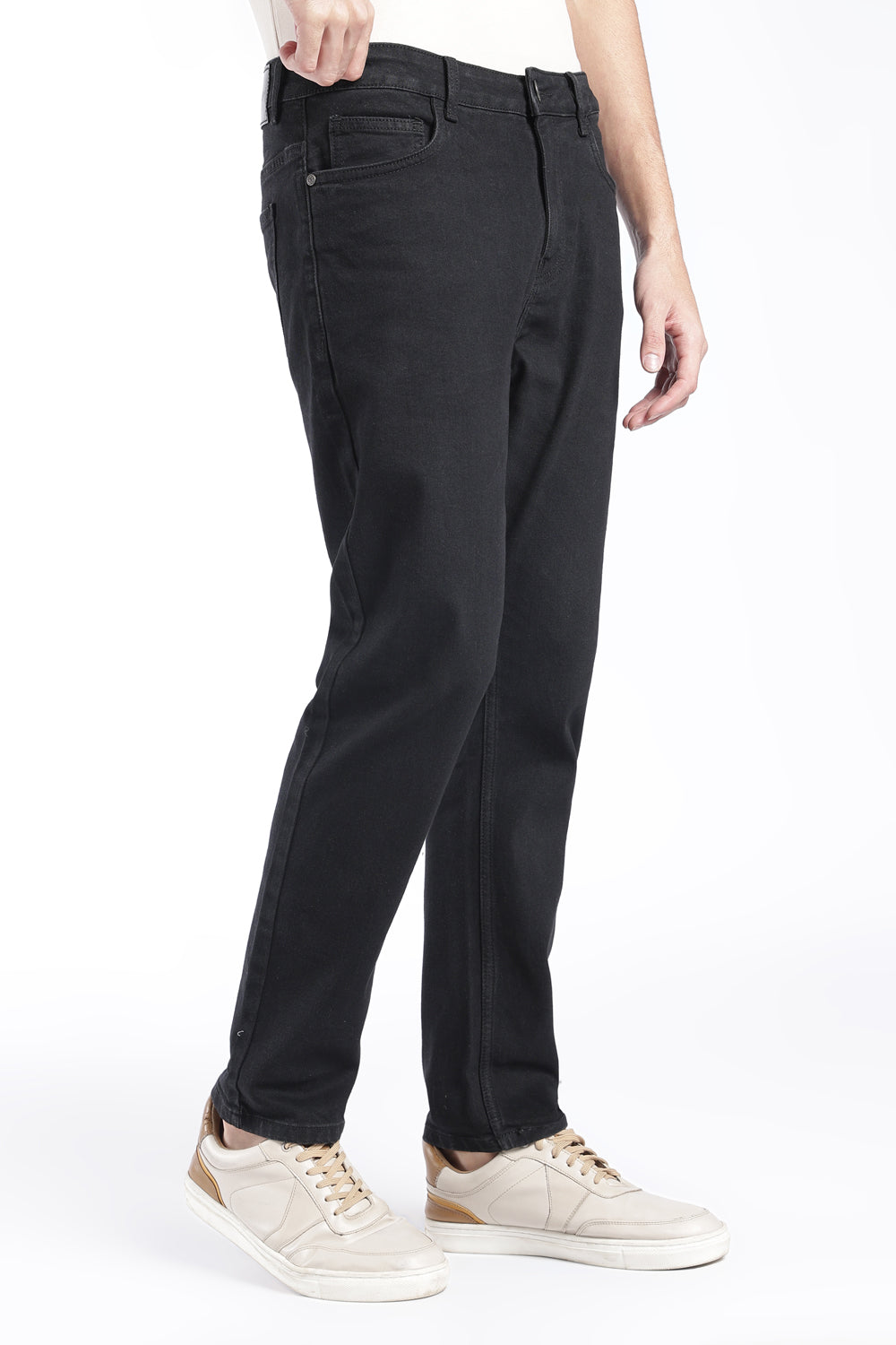 Mens Slim Fit Black Solid Jeans - Image 4