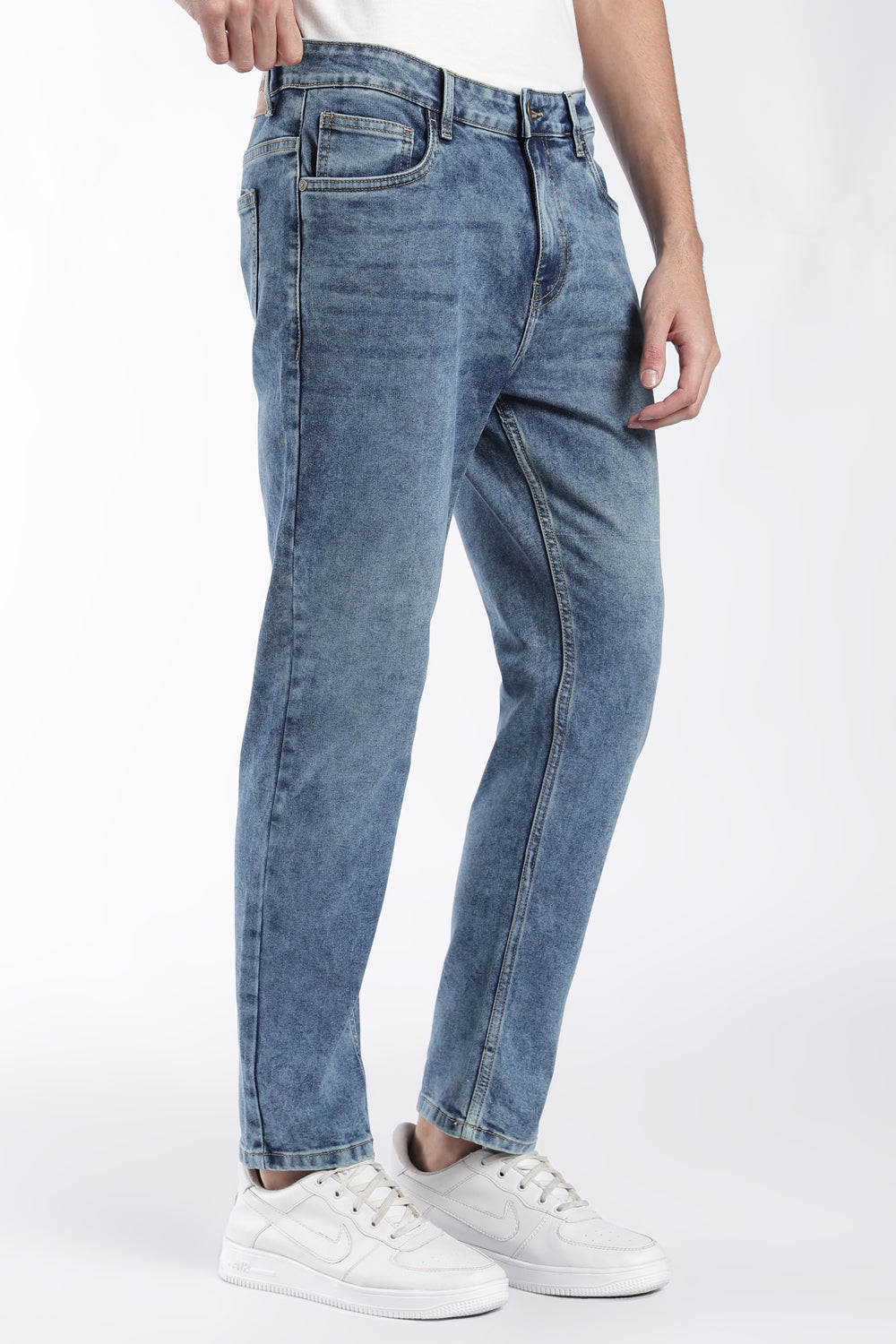 Mens Slim Fit Blue Solid Jeans - Image 4